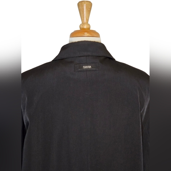 Tower London Fog Black Trenchcoat Spring Fall Dark Academia Trench Coat Size L - Picture 4 of 11